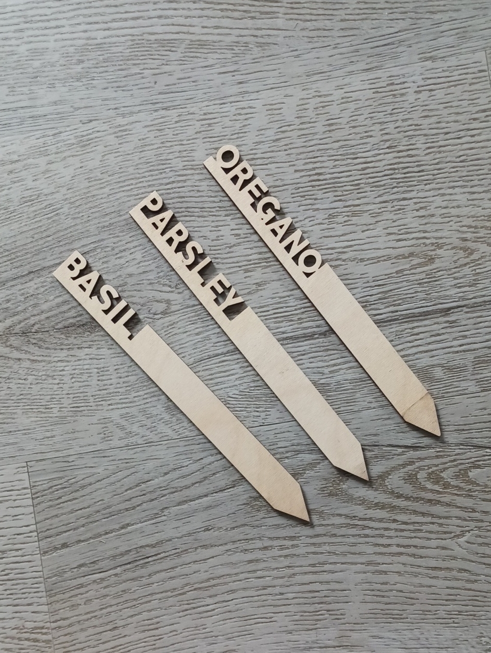Wooden Herb Garden Markers - Natural Wood BASIL PARSLEY OREGANO